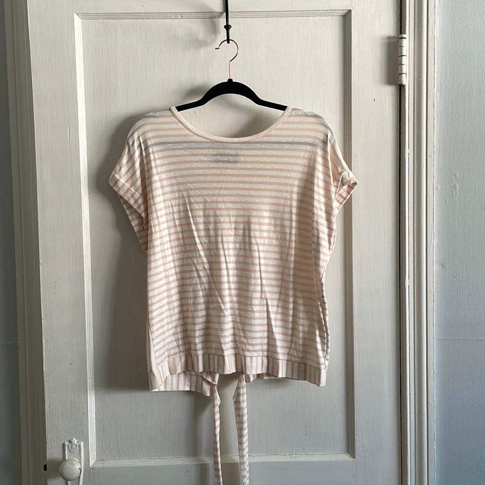 Light pink and cream stripe short sleeve